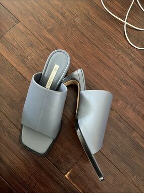 Neil j Rodgers Light Blue Slide Mules with Square Toe